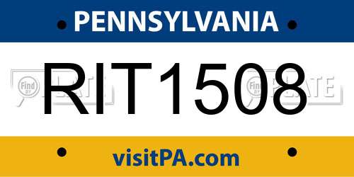 RIT1508 Pennsylvania License Plate