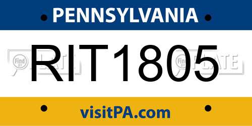 RIT1805 Pennsylvania License Plate