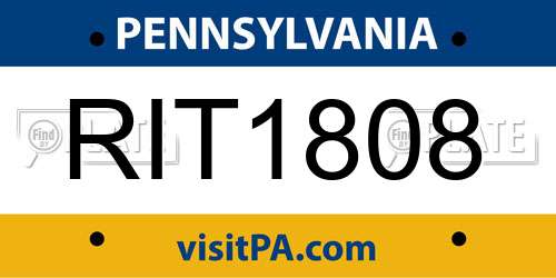 RIT1808 Pennsylvania License Plate