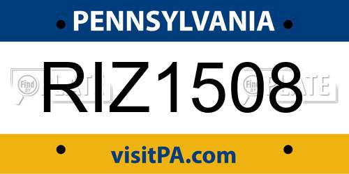 RIZ1508 Pennsylvania License Plate