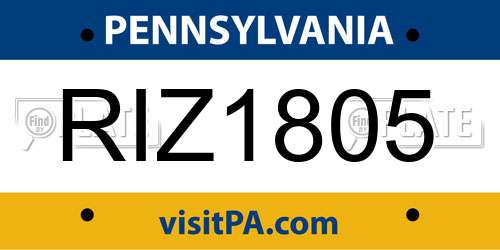 RIZ1805 Pennsylvania License Plate