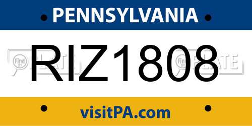 RIZ1808 Pennsylvania License Plate