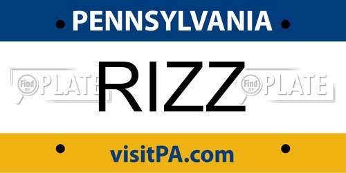RIZZ Pennsylvania License Plate