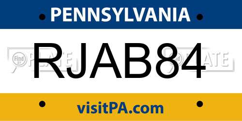 RJAB84 Pennsylvania License Plate