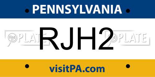 RJH2 Pennsylvania License Plate
