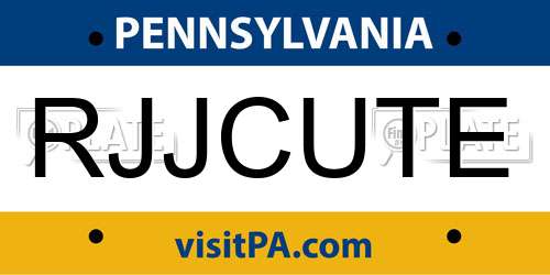 RJJCUTE Pennsylvania License Plate