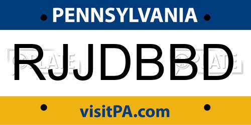 RJJDBBD Pennsylvania License Plate