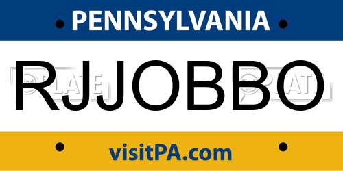 RJJOBBO Pennsylvania License Plate
