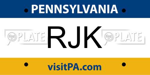 RJK Pennsylvania License Plate