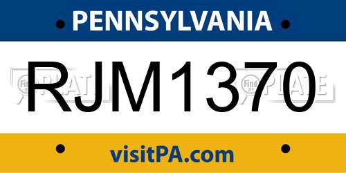 RJM1370 Pennsylvania License Plate