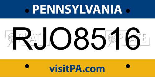 RJO8516 Pennsylvania License Plate