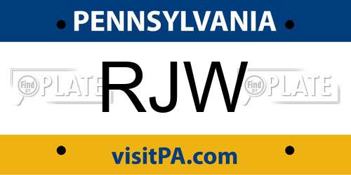 RJW Pennsylvania License Plate