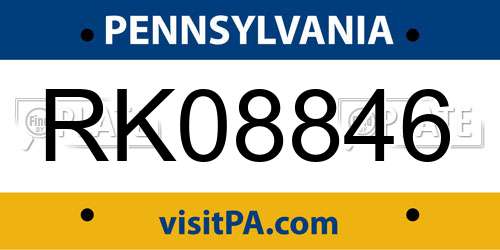 RK08846 Pennsylvania License Plate