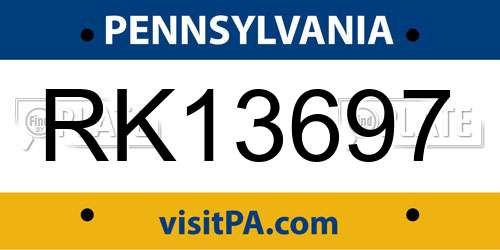 RK13697 Pennsylvania License Plate