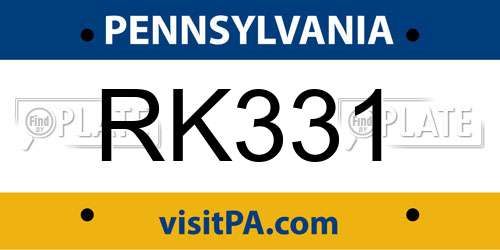 RK331 Pennsylvania License Plate