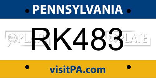 RK483 Pennsylvania License Plate