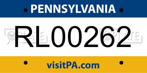 RL00262 Pennsylvania License Plate