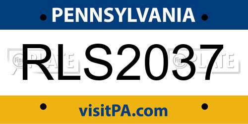 RLS2037 Pennsylvania License Plate