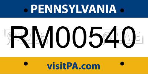 RM00540 Pennsylvania License Plate