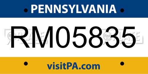 RM05835 Pennsylvania License Plate