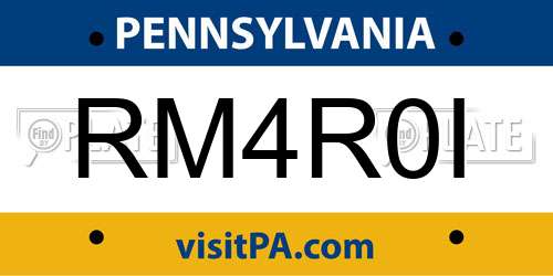RM4R0I Pennsylvania License Plate