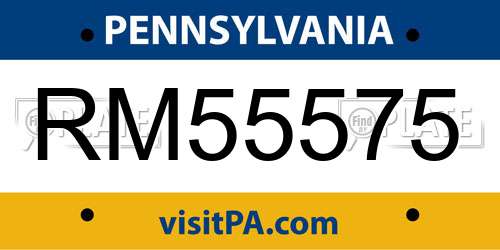 RM55575 Pennsylvania License Plate