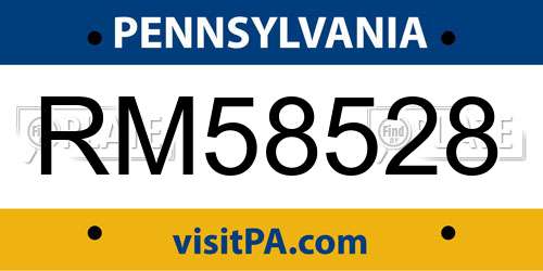 RM58528 Pennsylvania License Plate