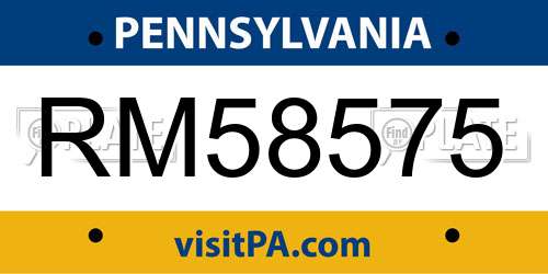 RM58575 Pennsylvania License Plate