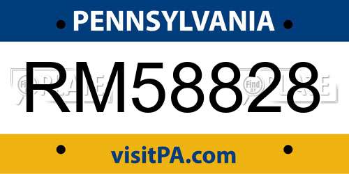 RM58828 Pennsylvania License Plate