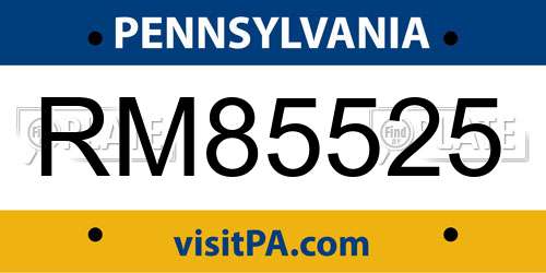 RM85525 Pennsylvania License Plate