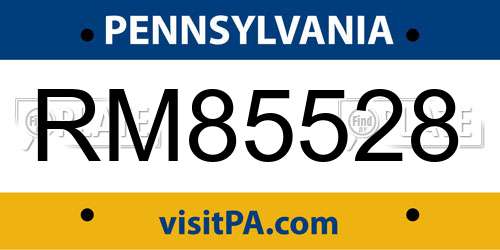 RM85528 Pennsylvania License Plate