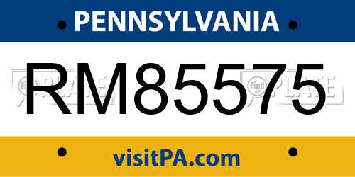 RM85575 Pennsylvania License Plate