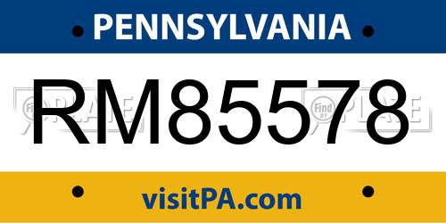 RM85578 Pennsylvania License Plate