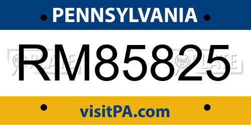 RM85825 Pennsylvania License Plate
