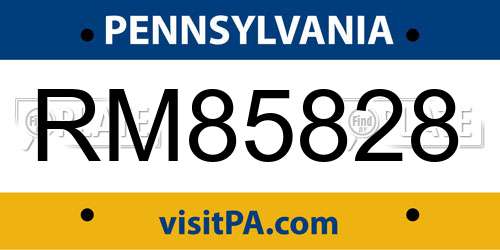 RM85828 Pennsylvania License Plate