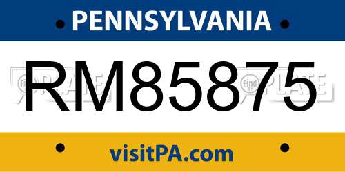 RM85875 Pennsylvania License Plate