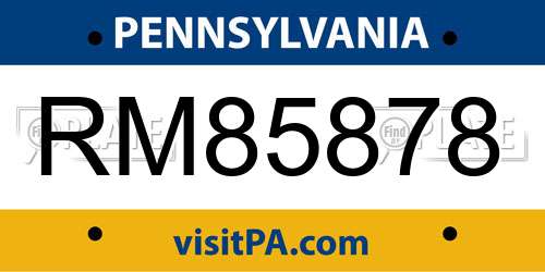 RM85878 Pennsylvania License Plate