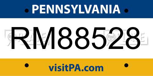 RM88528 Pennsylvania License Plate