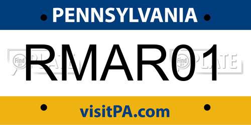 RMAR01 Pennsylvania License Plate