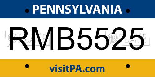RMB5525 Pennsylvania License Plate