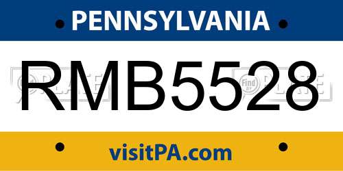 RMB5528 Pennsylvania License Plate