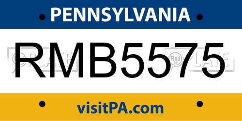 RMB5575 Pennsylvania License Plate