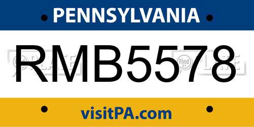 RMB5578 Pennsylvania License Plate