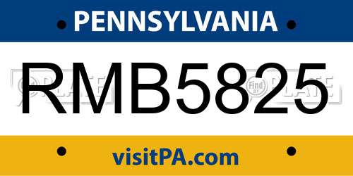 RMB5825 Pennsylvania License Plate