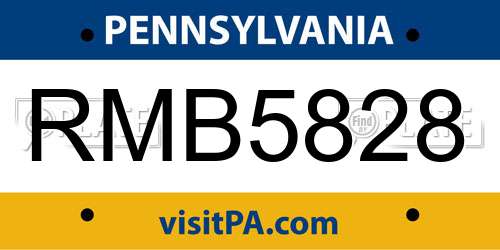 RMB5828 Pennsylvania License Plate