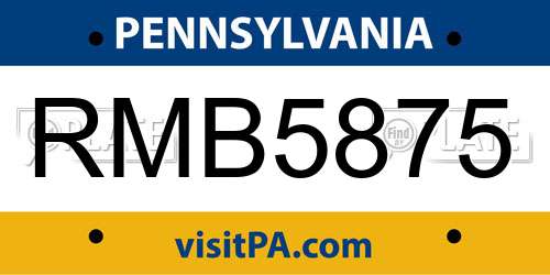 RMB5875 Pennsylvania License Plate
