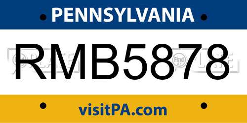 RMB5878 Pennsylvania License Plate
