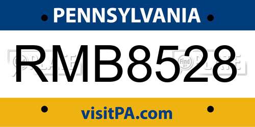 RMB8528 Pennsylvania License Plate