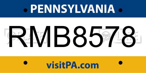 RMB8578 Pennsylvania License Plate