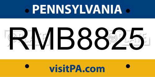 RMB8825 Pennsylvania License Plate